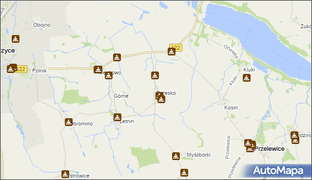 mapa Brzesko gmina Pyrzyce, Brzesko gmina Pyrzyce na mapie Targeo
