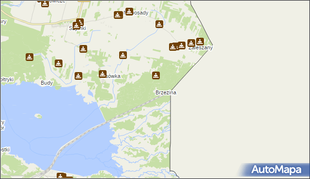 mapa Brzezina gmina Michałowo, Brzezina gmina Michałowo na mapie Targeo