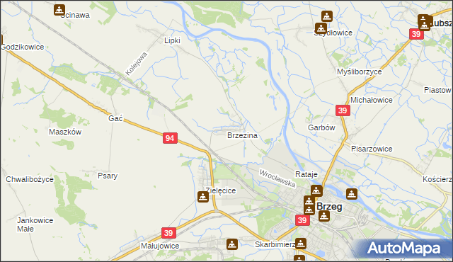 mapa Brzezina gmina Skarbimierz, Brzezina gmina Skarbimierz na mapie Targeo