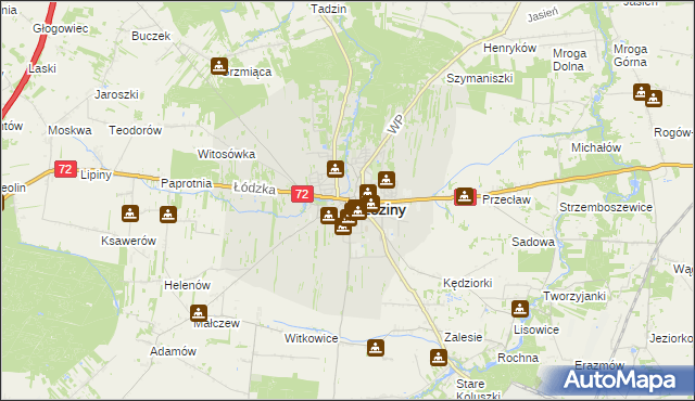 mapa Brzeziny, Brzeziny na mapie Targeo
