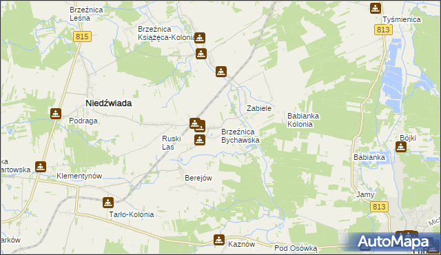 mapa Brzeźnica Bychawska, Brzeźnica Bychawska na mapie Targeo