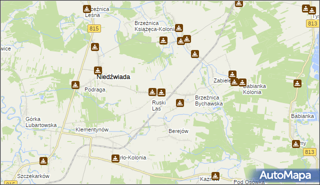 mapa Brzeźnica Bychawska-Kolonia, Brzeźnica Bychawska-Kolonia na mapie Targeo