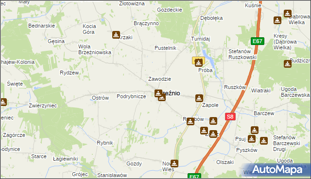 mapa Brzeźnio, Brzeźnio na mapie Targeo