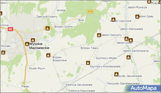 mapa Brzóski-Tatary, Brzóski-Tatary na mapie Targeo