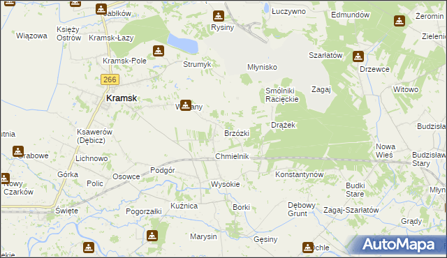 mapa Brzózki gmina Kramsk, Brzózki gmina Kramsk na mapie Targeo