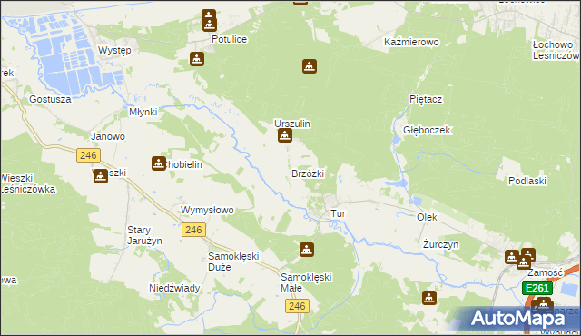 mapa Brzózki gmina Szubin, Brzózki gmina Szubin na mapie Targeo