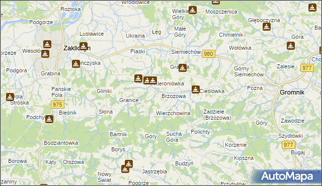 mapa Brzozowa gmina Gromnik, Brzozowa gmina Gromnik na mapie Targeo