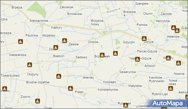 mapa Brzozówek, Brzozówek na mapie Targeo