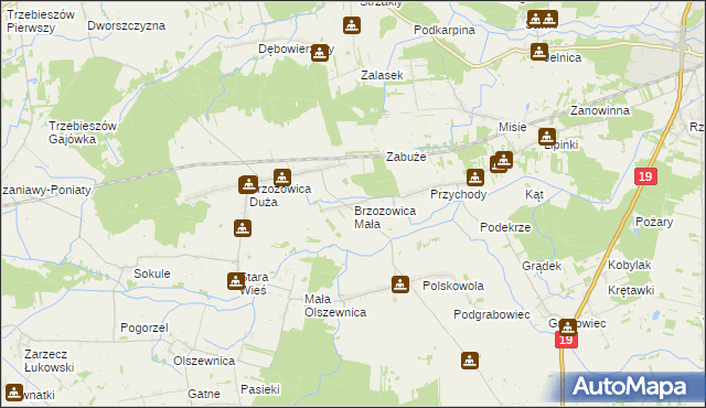 mapa Brzozowica Mała, Brzozowica Mała na mapie Targeo