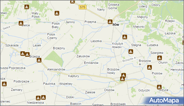 mapa Brzozowiec gmina Iłów, Brzozowiec gmina Iłów na mapie Targeo