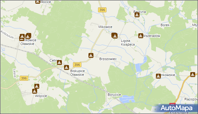 mapa Brzozowiec gmina Namysłów, Brzozowiec gmina Namysłów na mapie Targeo