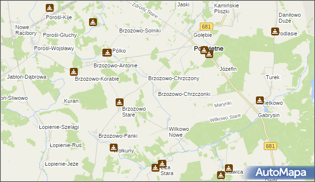 mapa Brzozowo-Chrzczonki, Brzozowo-Chrzczonki na mapie Targeo
