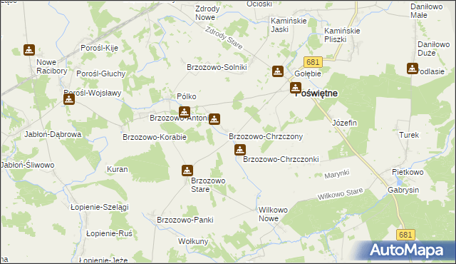 mapa Brzozowo-Chrzczony, Brzozowo-Chrzczony na mapie Targeo
