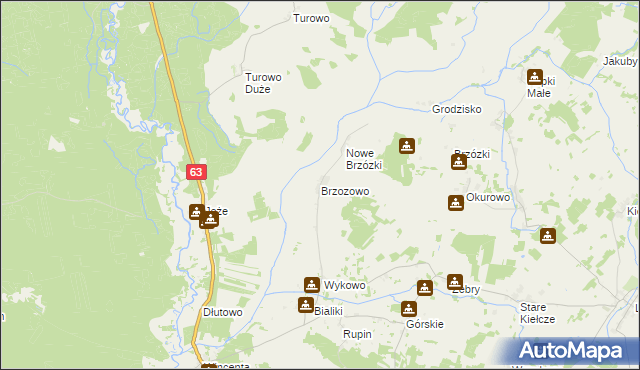mapa Brzozowo gmina Kolno, Brzozowo gmina Kolno na mapie Targeo