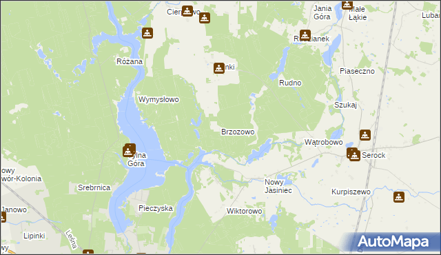mapa Brzozowo gmina Koronowo, Brzozowo gmina Koronowo na mapie Targeo
