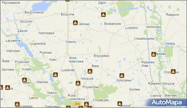 mapa Brzyszewo, Brzyszewo na mapie Targeo
