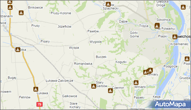 mapa Buczek gmina Dwikozy, Buczek gmina Dwikozy na mapie Targeo