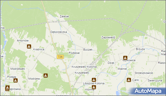 mapa Buczek gmina Poświętne, Buczek gmina Poświętne na mapie Targeo