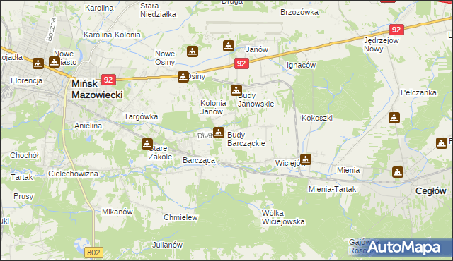 mapa Budy Barcząckie, Budy Barcząckie na mapie Targeo