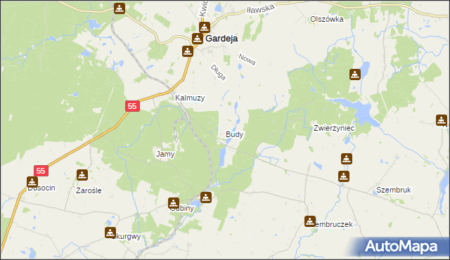 mapa Budy gmina Rogóźno, Budy gmina Rogóźno na mapie Targeo