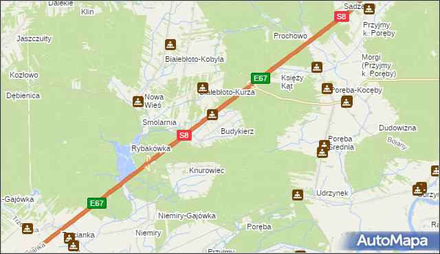 mapa Budykierz, Budykierz na mapie Targeo