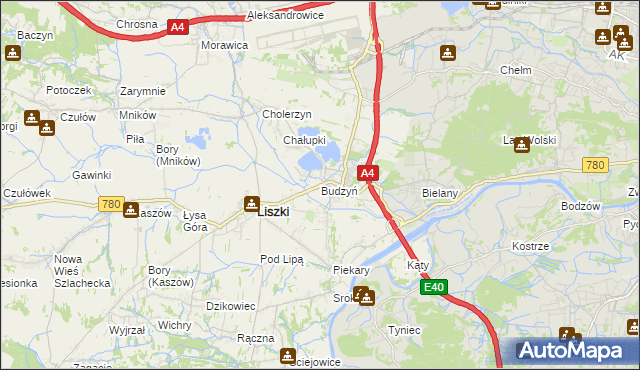 mapa Budzyń gmina Liszki, Budzyń gmina Liszki na mapie Targeo