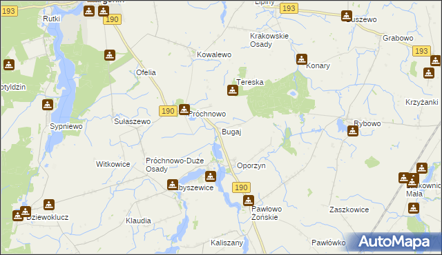 mapa Bugaj gmina Margonin, Bugaj gmina Margonin na mapie Targeo