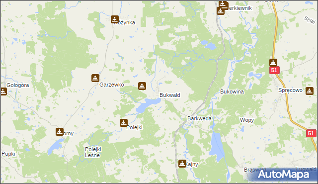 mapa Bukwałd, Bukwałd na mapie Targeo