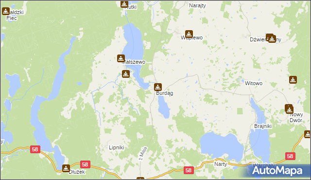 mapa Burdąg, Burdąg na mapie Targeo