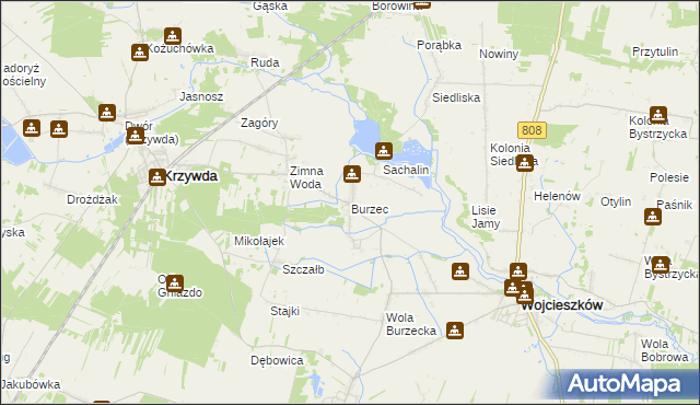 mapa Burzec, Burzec na mapie Targeo
