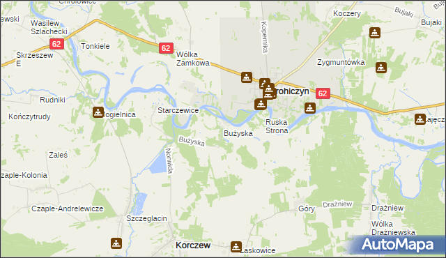 mapa Bużyska, Bużyska na mapie Targeo