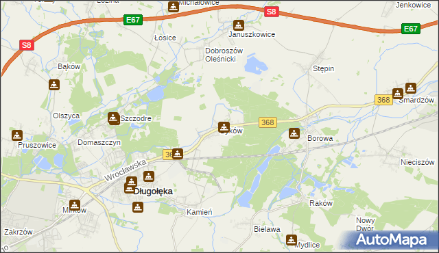 mapa Byków, Byków na mapie Targeo