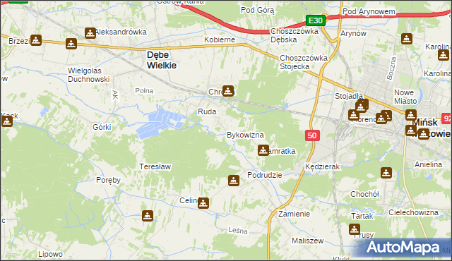 mapa Bykowizna, Bykowizna na mapie Targeo