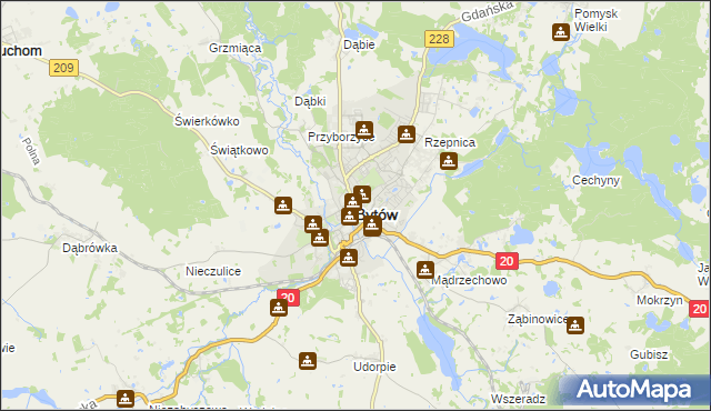 mapa Bytów, Bytów na mapie Targeo