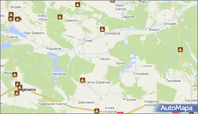 mapa Caców, Caców na mapie Targeo