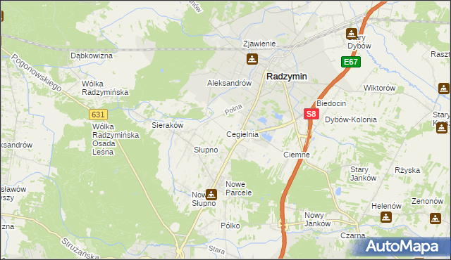 mapa Cegielnia gmina Radzymin, Cegielnia gmina Radzymin na mapie Targeo