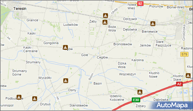 mapa Cegłów gmina Baranów, Cegłów gmina Baranów na mapie Targeo