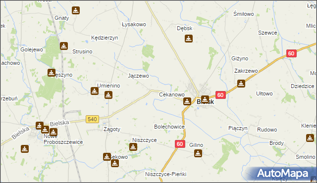 mapa Cekanowo gmina Bielsk, Cekanowo gmina Bielsk na mapie Targeo
