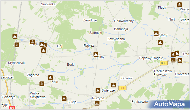 mapa Celiny gmina Trzebieszów, Celiny gmina Trzebieszów na mapie Targeo