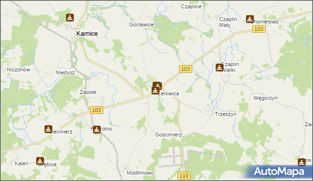 mapa Cerkwica, Cerkwica na mapie Targeo