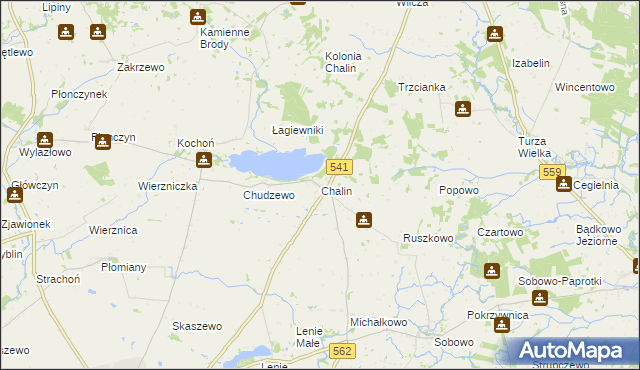 mapa Chalin gmina Dobrzyń nad Wisłą, Chalin gmina Dobrzyń nad Wisłą na mapie Targeo