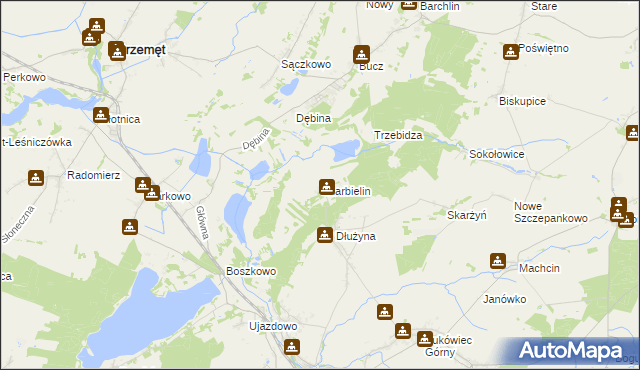 mapa Charbielin gmina Włoszakowice, Charbielin gmina Włoszakowice na mapie Targeo