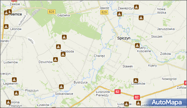 mapa Charlęż, Charlęż na mapie Targeo