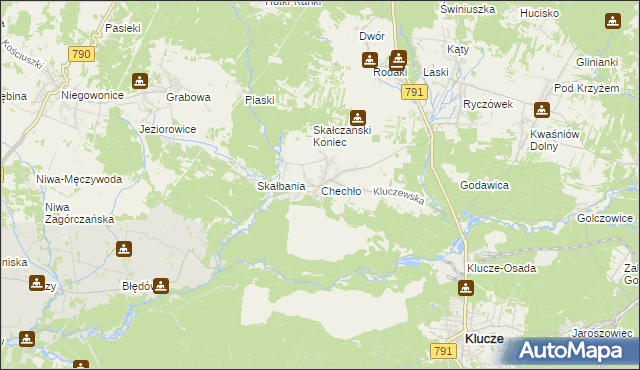 mapa Chechło gmina Klucze, Chechło gmina Klucze na mapie Targeo
