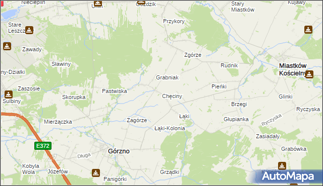 mapa Chęciny gmina Górzno, Chęciny gmina Górzno na mapie Targeo