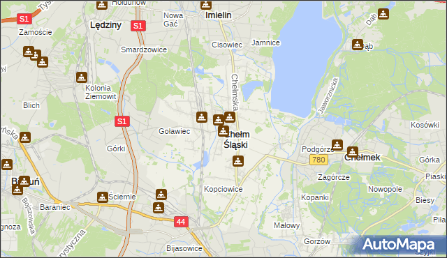 mapa Chełm Śląski, Chełm Śląski na mapie Targeo