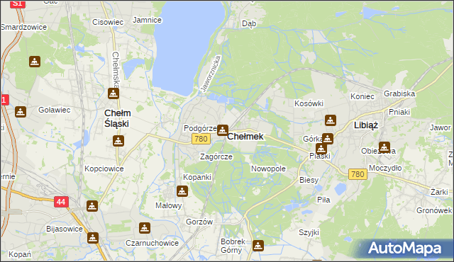 mapa Chełmek powiat oświęcimski, Chełmek powiat oświęcimski na mapie Targeo