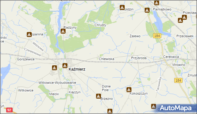 mapa Chlewiska gmina Kaźmierz, Chlewiska gmina Kaźmierz na mapie Targeo