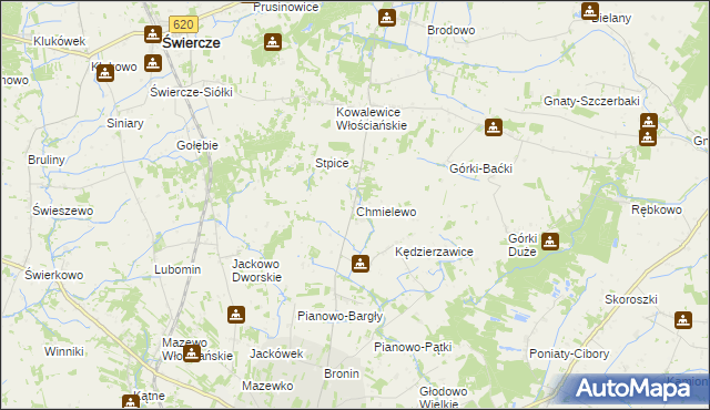 mapa Chmielewo gmina Świercze, Chmielewo gmina Świercze na mapie Targeo