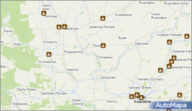 mapa Chmielewo gmina Zaręby Kościelne, Chmielewo gmina Zaręby Kościelne na mapie Targeo